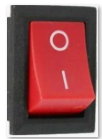 a red light switch with a 0 and a 1 on it